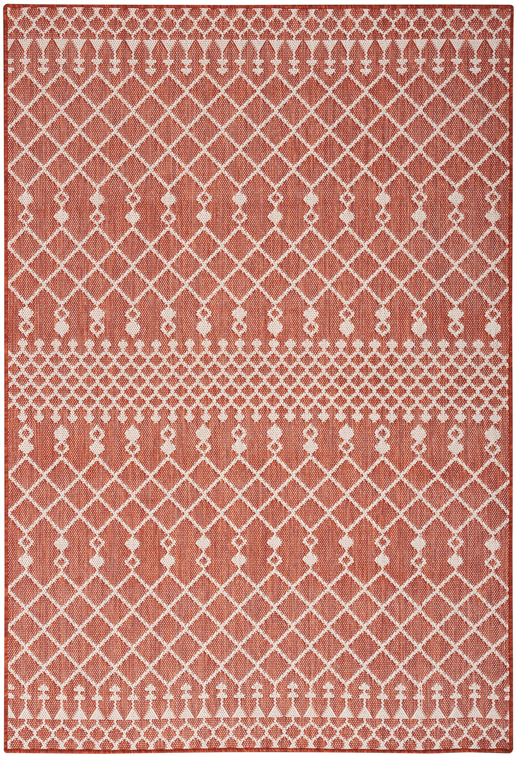 Nourison Positano Indoor/Outdoor Terracotta 5' X 7' Area Rug, Easy- Cleaning, Non Shedding, Bed Room, Living Room, Dining Room, Deck, Backyard, Patio (5X7)