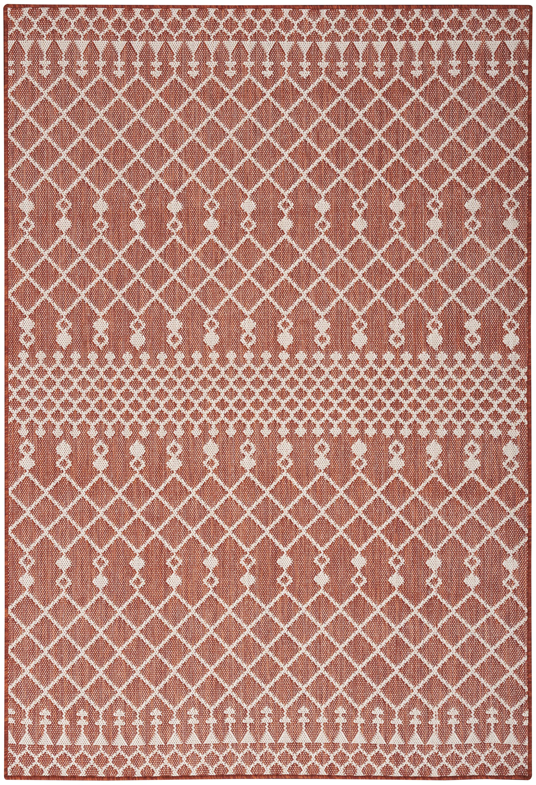 Nourison Positano Indoor/Outdoor Terracotta 5' X 7' Area Rug, Easy- Cleaning, Non Shedding, Bed Room, Living Room, Dining Room, Deck, Backyard, Patio (5X7)