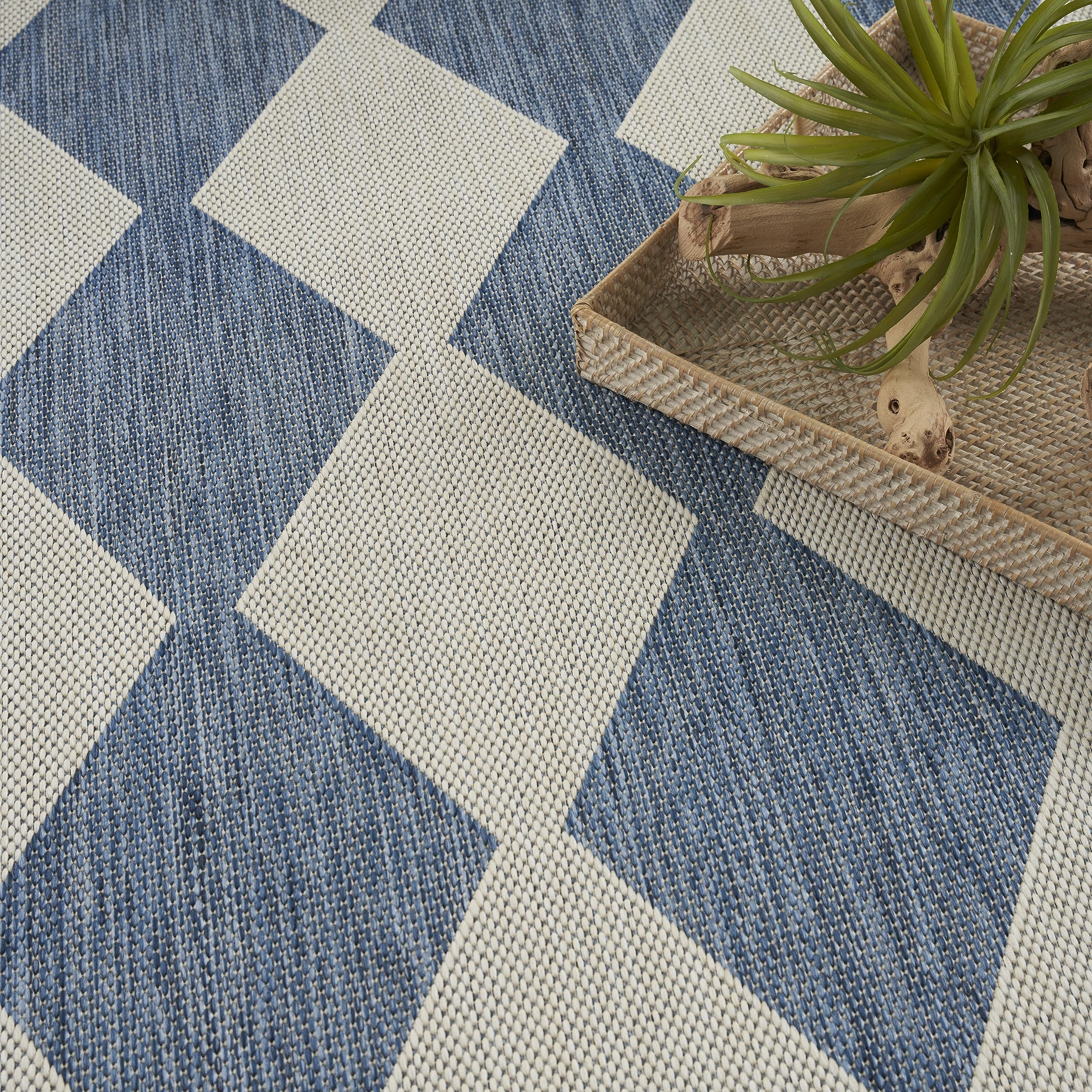 Nourison Positano Indoor/Outdoor Navy Blue 5' X 7' Area Rug, Easy Cleaning, Non Shedding, Bed Room, Living Room, Dining Room, Backyard, Deck, Patio (5X7)