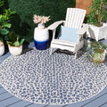 SAFAVIEH Courtyard Collection Area Rug - 3 Round, Ivory & Navy, Non-Shedding & Easy Care, Indoor/Outdoor & Washable-Ideal for P