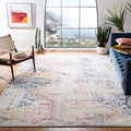 SAFAVIEH Tulum Collection Area Rug - 5 Square, Ivory & Blue, Moroccan Boho Tribal Design, Non-Shedding & Easy Care, Ideal for H