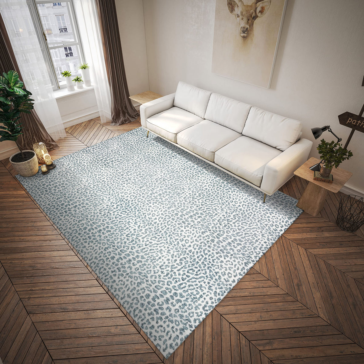 Dalyn Rugs Akina Leopard Animal Print Ak2 Faux Fur Flannel 5' X 7'6&quot;