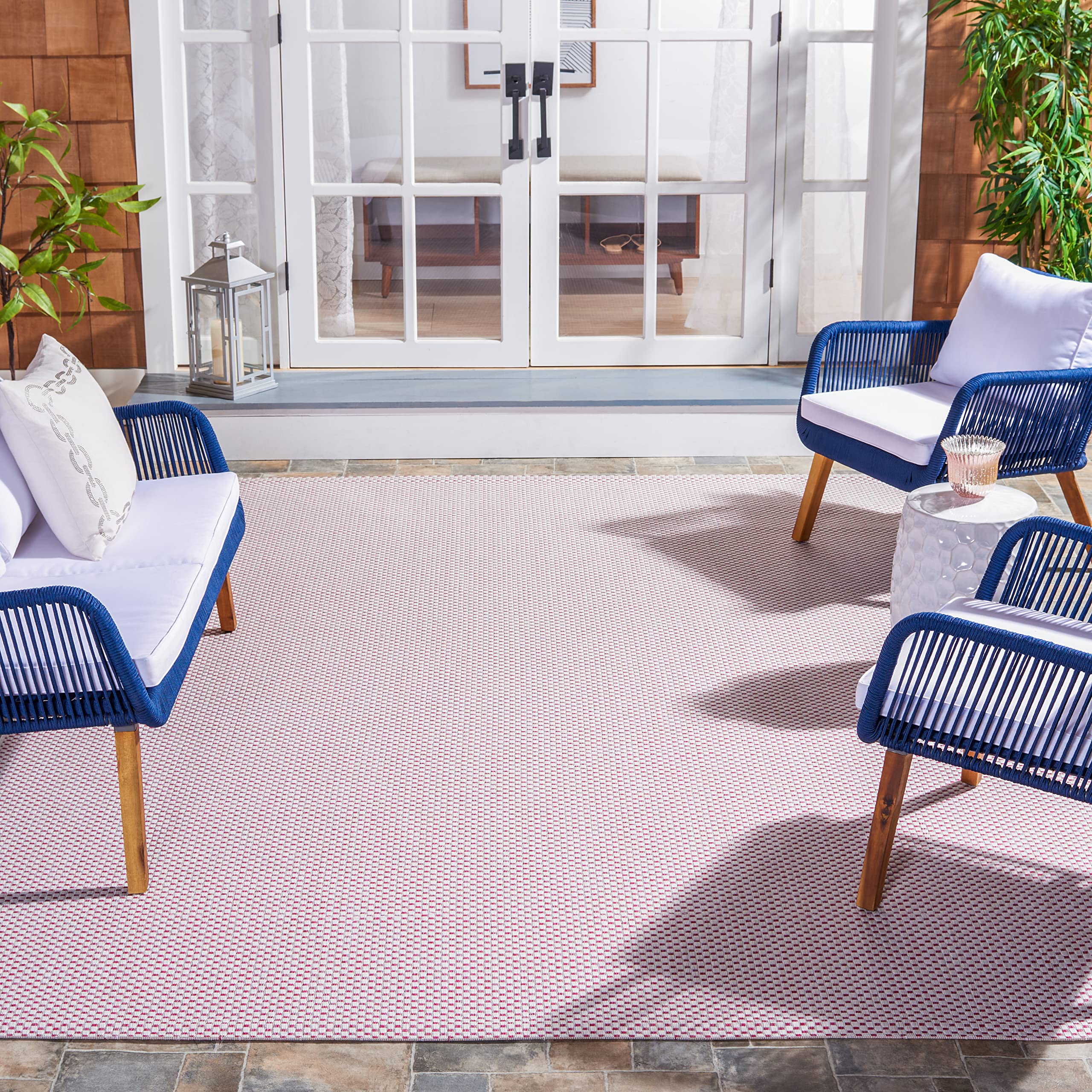 SAFAVIEH Courtyard Collection 8 x 10 Ivory/Pink CY8521 Indoor/ Outside Waterproof Easy cleansingPatio Backyard Mudroom Area Ma