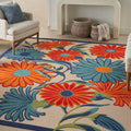 Nourison Aloha Indoor/Outdoor Multicolor 5'3' X 7'5' Area Rug, Easy Cleaning, Non Shedding, Bed Room, Living Room, Dining Room, Kitchen (5X7)