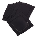 Saro Lifestyle Cocktail Napkin with Hemstitched Border (Set of 12), Black, 6'