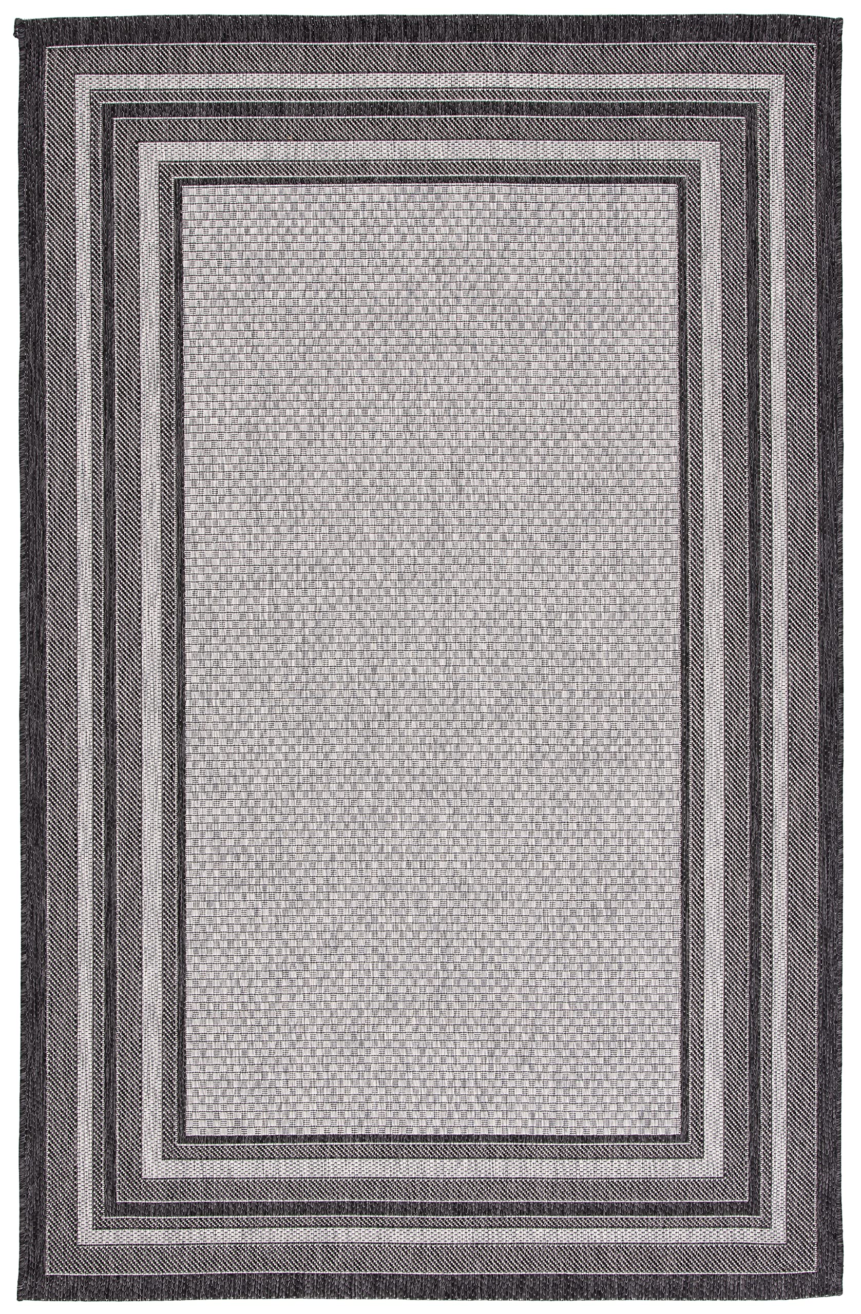 Safavieh Courtyard Collection 4' X 5'7' Light Grey/Black Cy8475 Indoor/ Outdoor Patio Backyard Mudroom Accent Rug