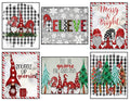 Silly Goose Gifts Gnomes Buffalo Plaid Set - Vintage Old World Themed Christmas Wall Art Prints (Set of 6)