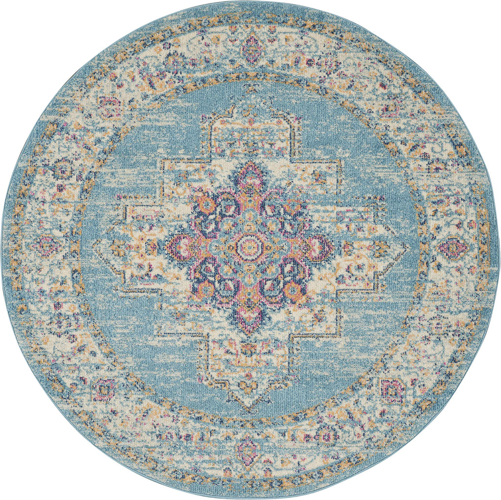 Nourison Passion Light Blue 1'10' X 2'10' Area Rug, Boho, Traditional, Easy Cleaning, Non Shedding, Bed Room, Living Room, Hallway, (2' X 3')