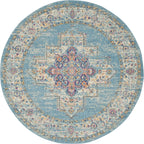Nourison Passion Light Blue 1'10' X 2'10' Area Rug, Boho, Traditional, Easy Cleaning, Non Shedding, Bed Room, Living Room, Hallway, (2' X 3')