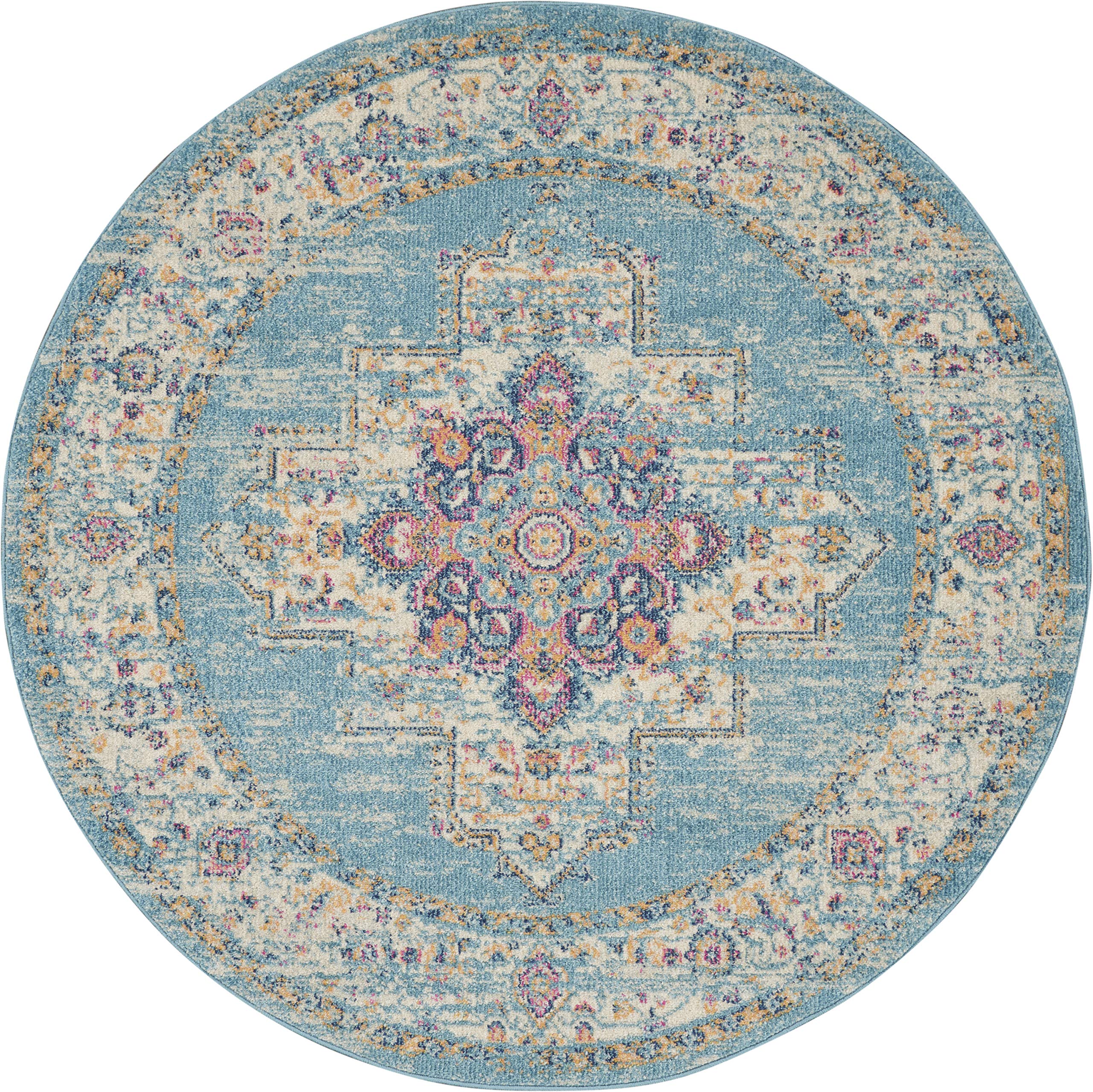 Nourison Passion Light Blue 1'10' X 2'10' Area Rug, Boho, Traditional, Easy Cleaning, Non Shedding, Bed Room, Living Room, Hallway, (2' X 3')