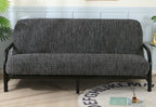 Octorose Full Size 3 Side Zipper Premium Upholstery Basketweave Thick Linen Grey/Black Mixed Futon Cover Slipcover Sofa Day Bed