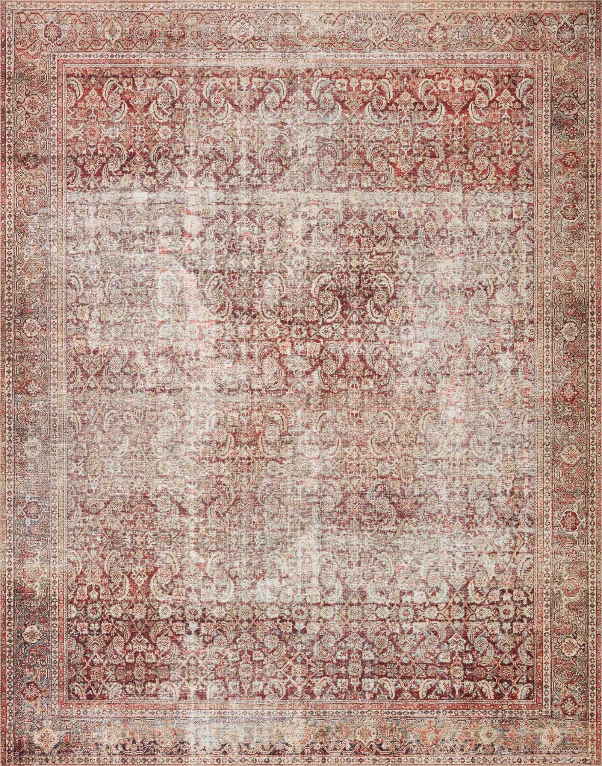 Loloi LAYLA Collection, LAY-11, Cinnamon / Sage, 9-0 x 12-0, .13 Thick, Area Rug, Soft, Durable, Vintage Inspired, Distressed,