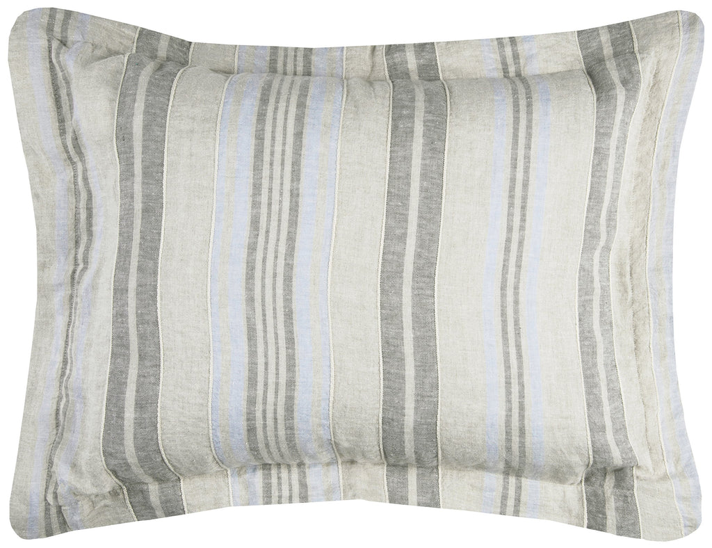 Rizzy Home | BT4229 | King Sham | 20"x36" Gray/Blue/Neutral Stripe