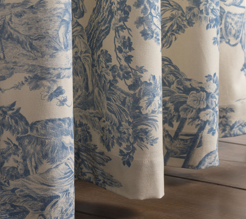 Maison D' Hermine 100% Cotton Curtain - 50''X124'' Blue (White Background) Decorative Curtain - Aesthetic Curtains For Farmhouse