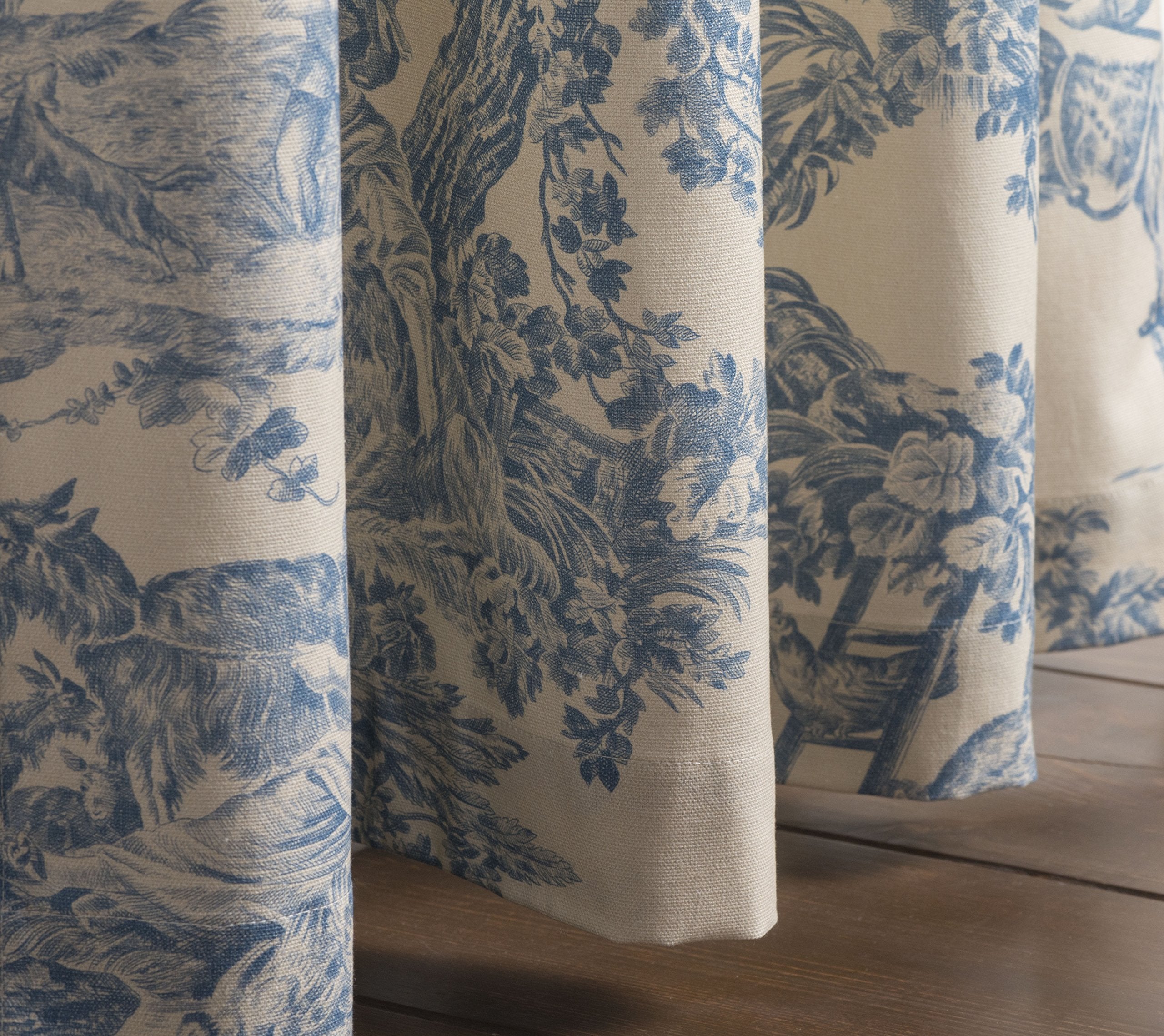 Maison D' Hermine 100% Cotton Curtain - 50''X124'' Blue (White Background) Decorative Curtain - Aesthetic Curtains For Farmhouse