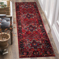 SAFAVIEH Vintage Hamadan Collection Runner Rug - 23 x 22, Red & Multi, Oriental Traditional Persian Design, Non-Shedding & Eas