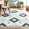 SAFAVIEH Moroccan Tassel Shag Collection Area Rug - 9 x 12, Green & Ivory, Boho Design, Non-Shedding & Easy Care, 2-inch Thick