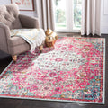 SAFAVIEH Madison Collection Accent Rug - 4 x 6, Fuchsia & Teal, Medallion Distressed Design, Non-Shedding & Easy Care, Ideal f