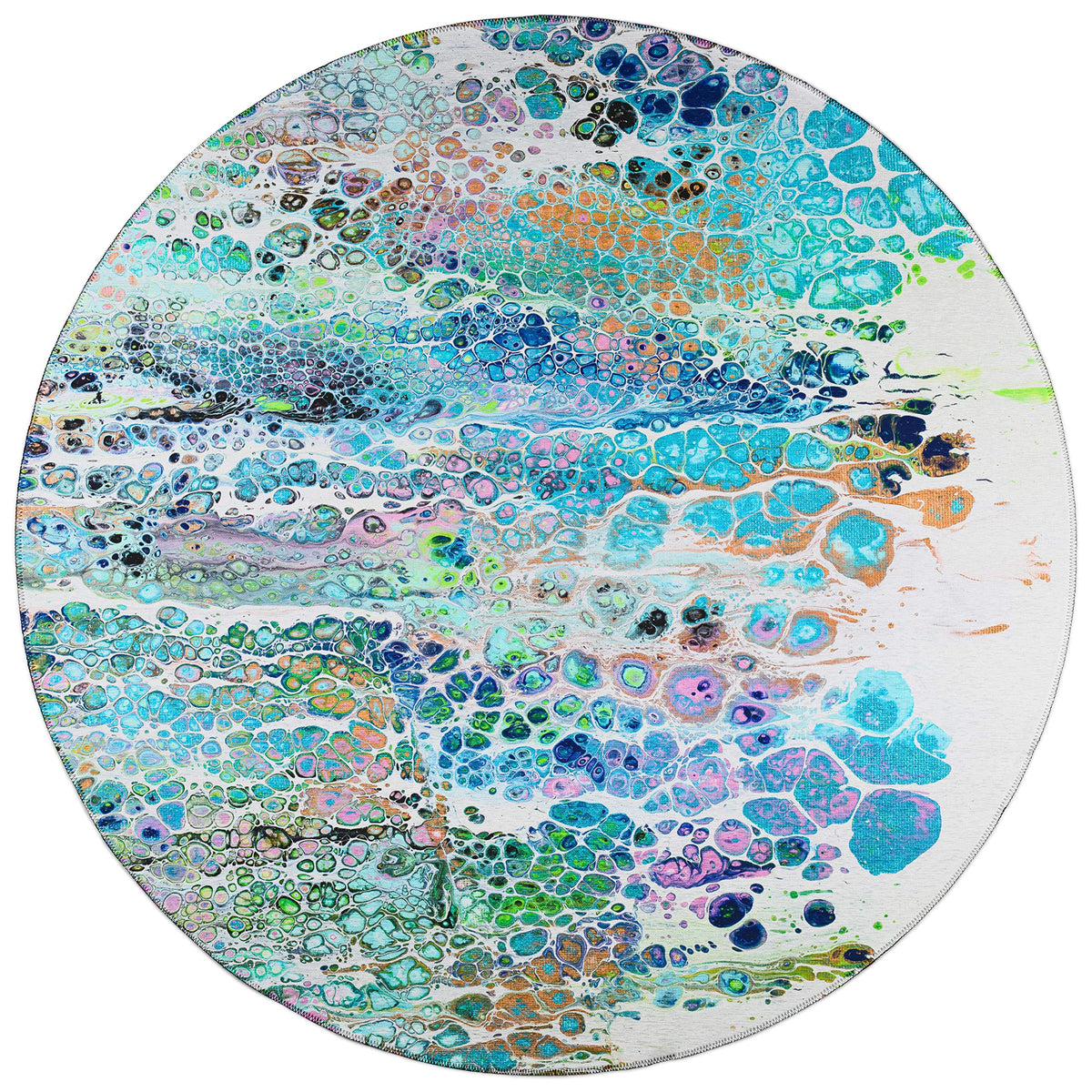 Addison Rugs Karina Akc50 Mermaid 8' X 8' Indoor Outdoor Round Rug, Easy Clean, Machine Washable, Non Shedding, Bedroom, Entry, Living Room, Dining Room, Kitchen, Patio Rug