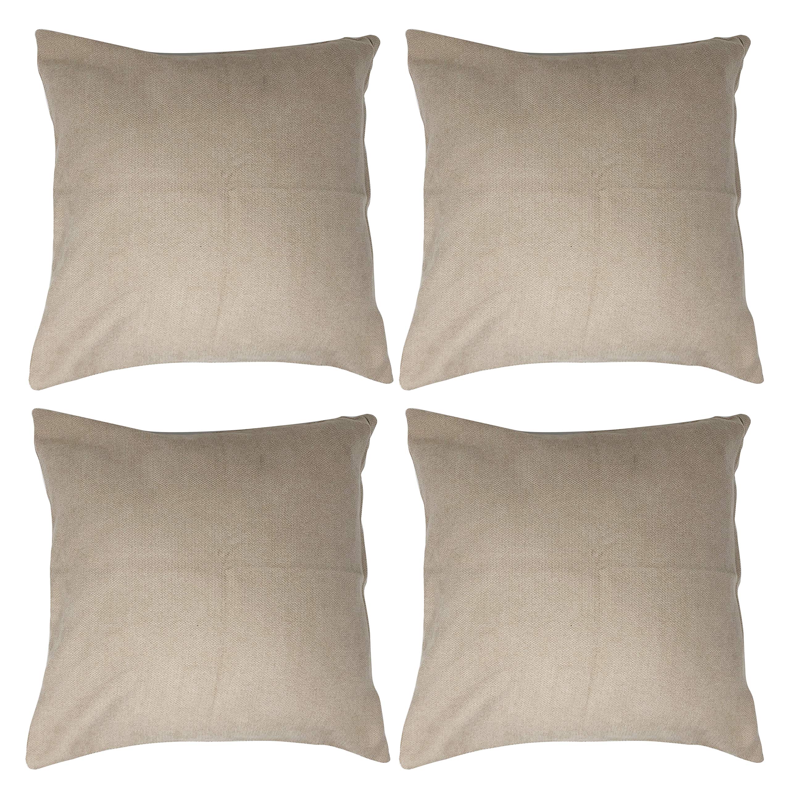 Allgala Beige Throw Pillow Case 4-Pack 18X18 Inch Solid Color Decorative Throw Pillow Cover Plain Color Perfect For Couch Sofa B