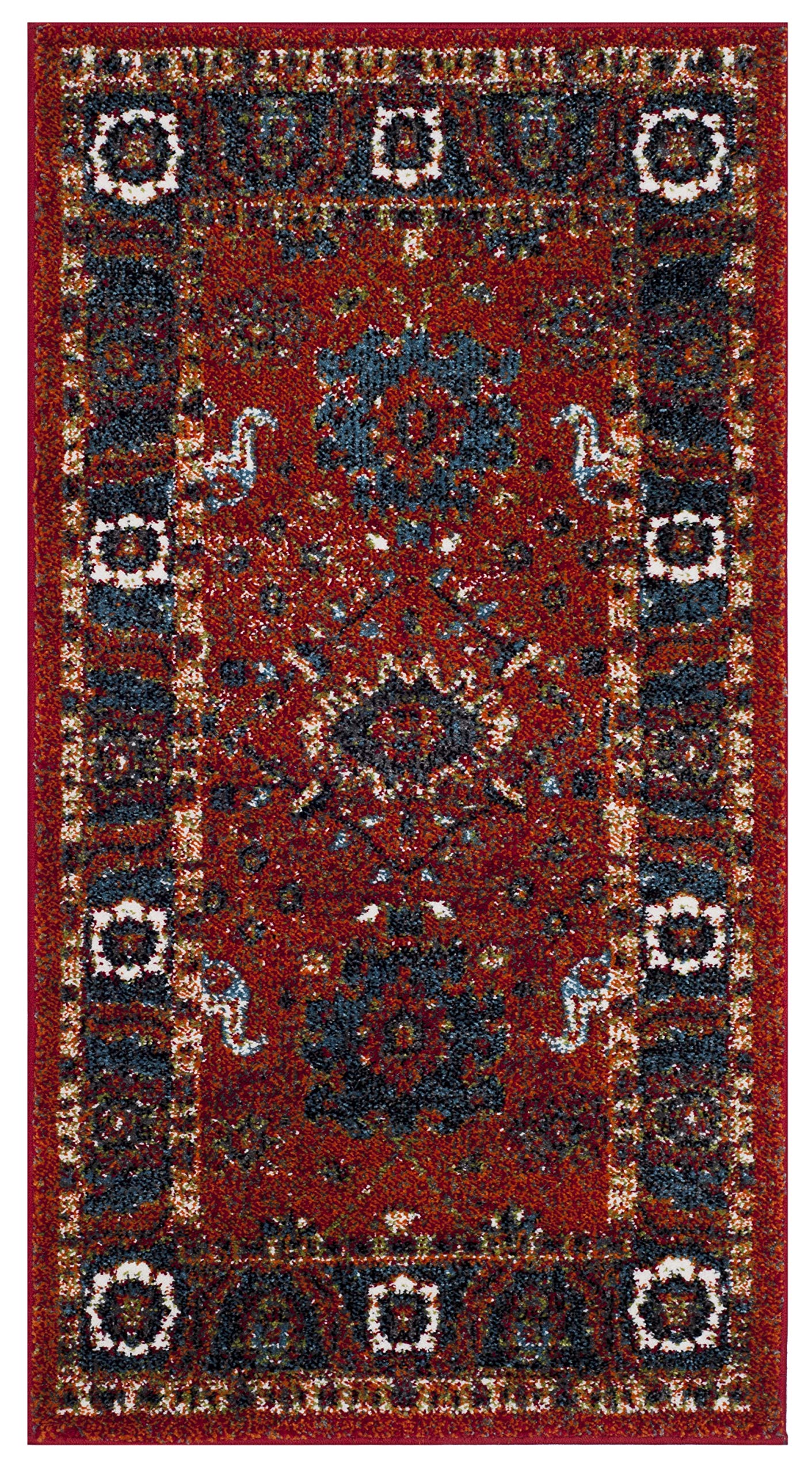 SAFAVIEH Vintage Hamadan Collection Accent Rug - 23 x 4, Orange & Blue, Traditional Persian Design, Non-Shedding & Easy Care, 