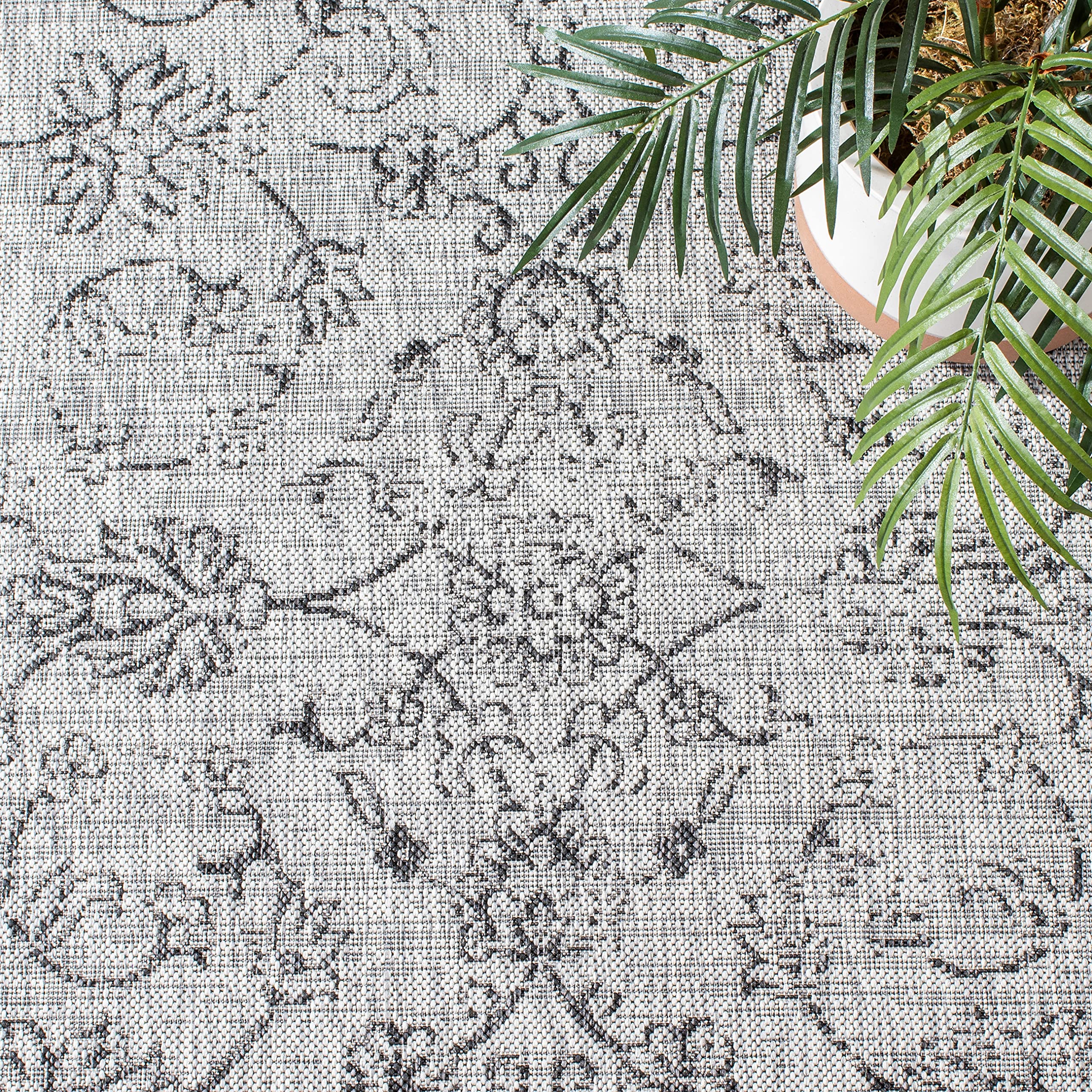Safavieh Courtyard Collection Area Rug - 9' X 12', Grey & Black, Non-Shedding & Easy Care, Indoor/Outdoor & Washable-Ideal For Patio, Backyard, Mudroom (Cy8680-37612)