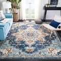 SAFAVIEH Madison Collection Area Rug - 8 x 10, Blue & Light Blue, Boho Chic Medallion Distressed Design, Non-Shedding & Easy C