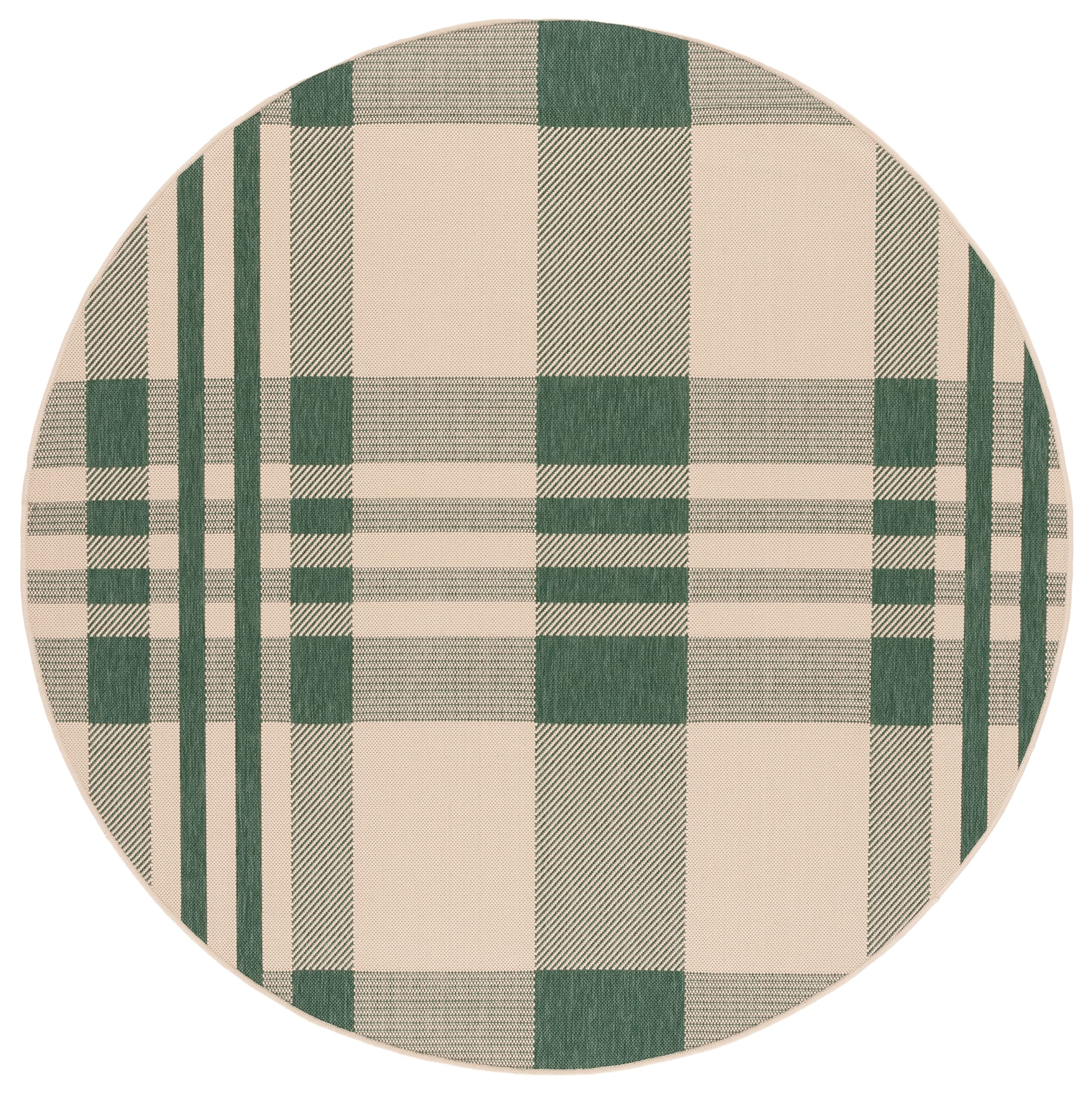 Safavieh Courtyard Collection 4' Round Green/Beige Cy6201 Indoor/Outdoor Non-Shedding Easy Cleaning Patio Backyard Porch Deck Mudroom Area Rug