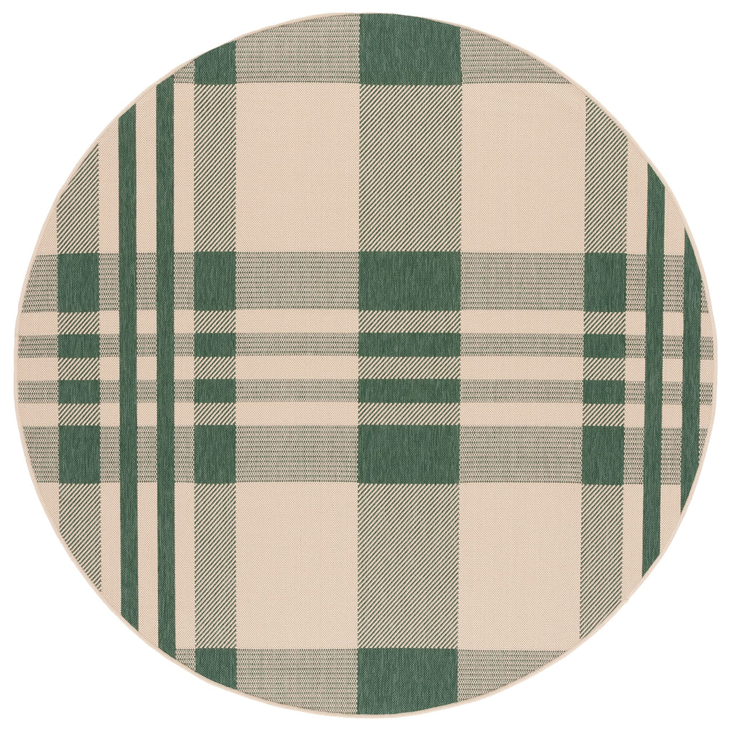 Safavieh Courtyard Collection 4' Round Green/Beige Cy6201 Indoor/Outdoor Non-Shedding Easy Cleaning Patio Backyard Porch Deck Mudroom Area Rug