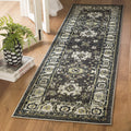 SAFAVIEH Vintage Hamadan Collection Runner Rug - 23 x 8, Dark Grey & Ivory, Oriental Persian Design, Non-Shedding & Easy Care,