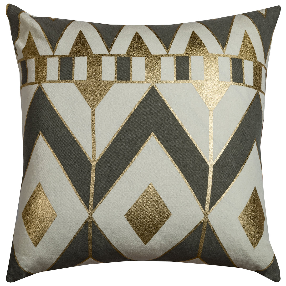 Rizzy Home | T10545 | Poly Fill Decorative Pillow | 20&quot;x20&quot; Gray/Neutral/Metallic Geometric