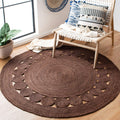 SAFAVIEH Natural Fiber Collection Area Rug - 4 Round, Brown, Handmade Boho Charm Farmhouse Jute, Ideal for High Traffic Areas i