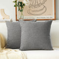 Home Brilliant 2 Pack Textured Linen Throw Pillow Covers Burlap Cushion Covers For Couch Bench Sofa, 20X20 Inch(50Cm), Dark Grey