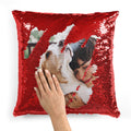 Custom Photo Sequin Pillow Cases | Red Mermaid Cover W Any Picture | Magic Reversible Throw Pillowcase Decorative Cushion, Gift