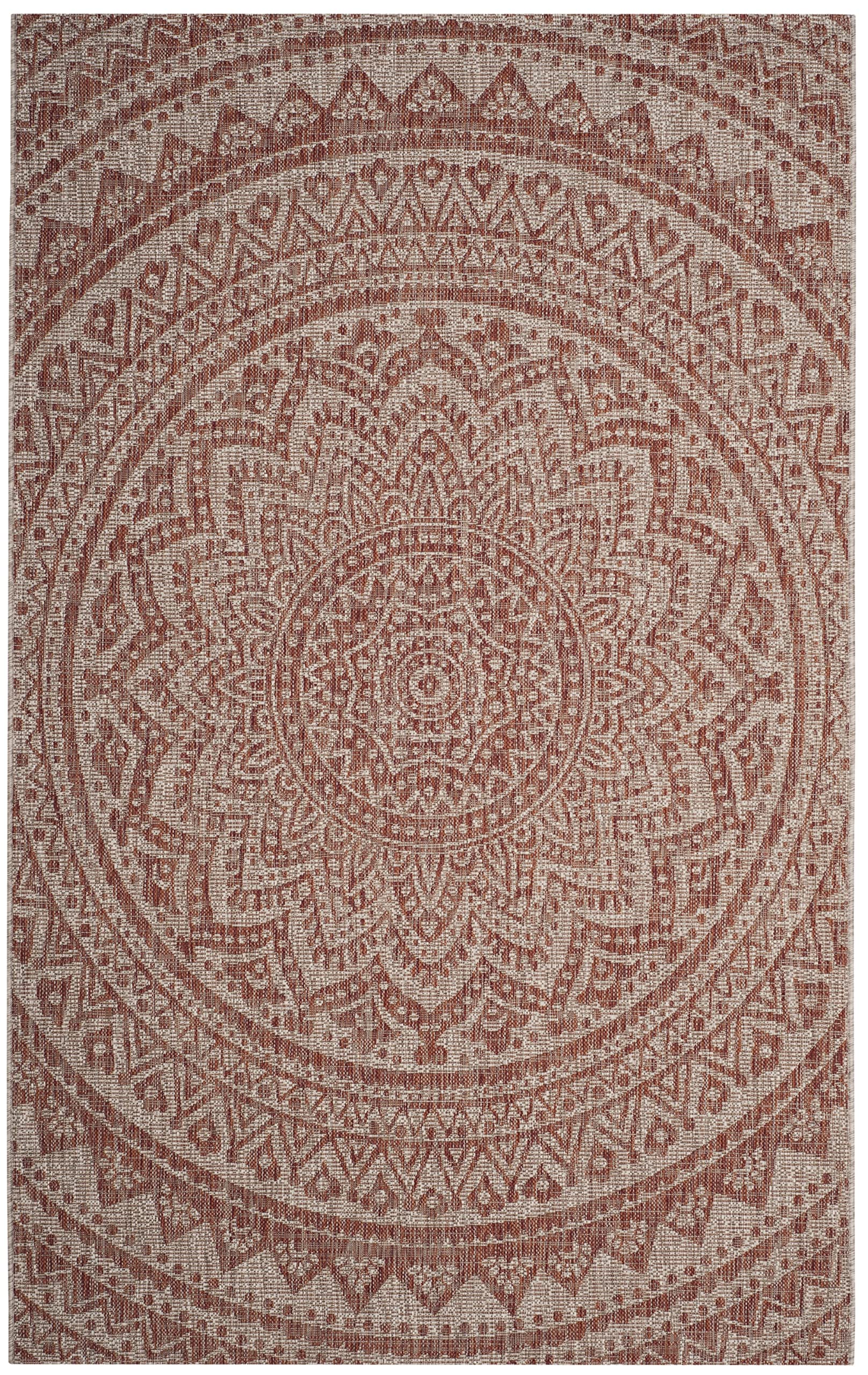 Safavieh Courtyard Collection 4' X 5'7' Light Beige/Terracotta Cy8734 Indoor/-Outdoor-Waterproof Easy-Cleaning Patio Backyard Mudroom Accent-Rug