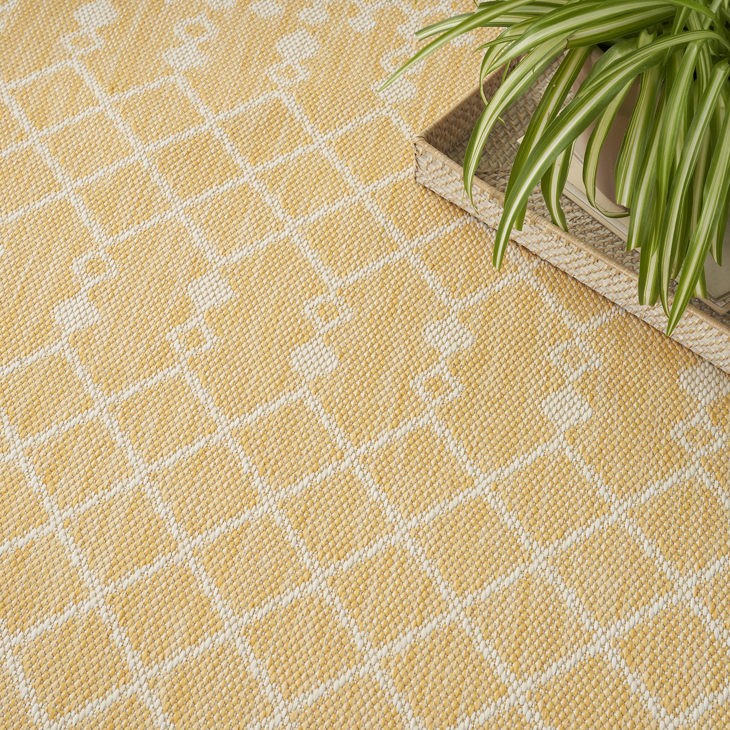 Nourison Positano Indoor/Outdoor Yellow 6' X 9' Area Rug, Easy Cleaning, Non Shedding, Bed Room, Living Room, Dining Room, Deck, Backyard, Patio (6X9)