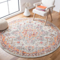SAFAVIEH Madison Collection Area Rug - 8 Round, Beige & Orange, Boho Chic Medallion Distressed Design, Non-Shedding & Easy Care