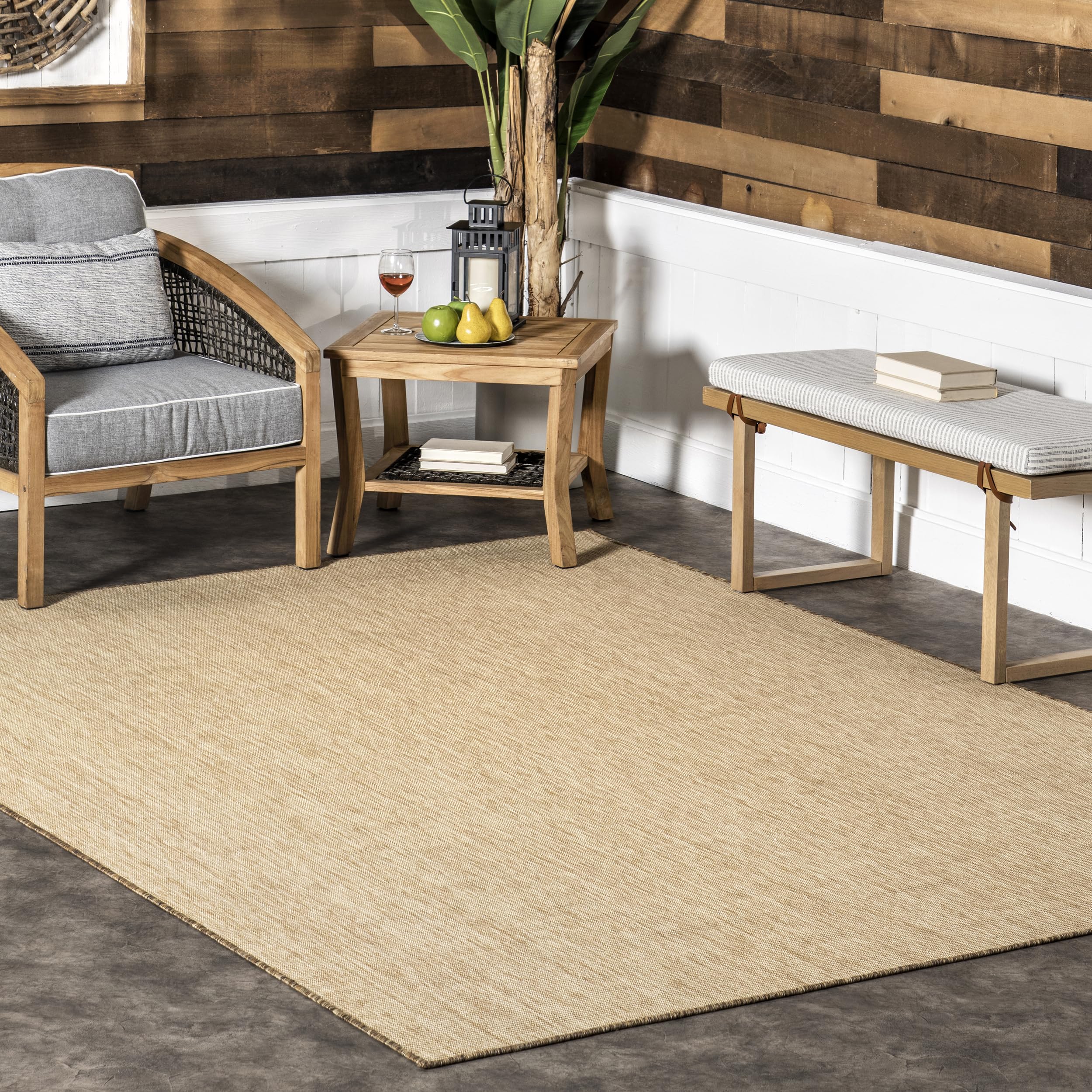 nuLOOM 4' x 6' Outdoor Performance Area Rug, Stain Resistant, Weather Resistant, High Traffic, Patio, Balcony, Outside, Nakia Na
