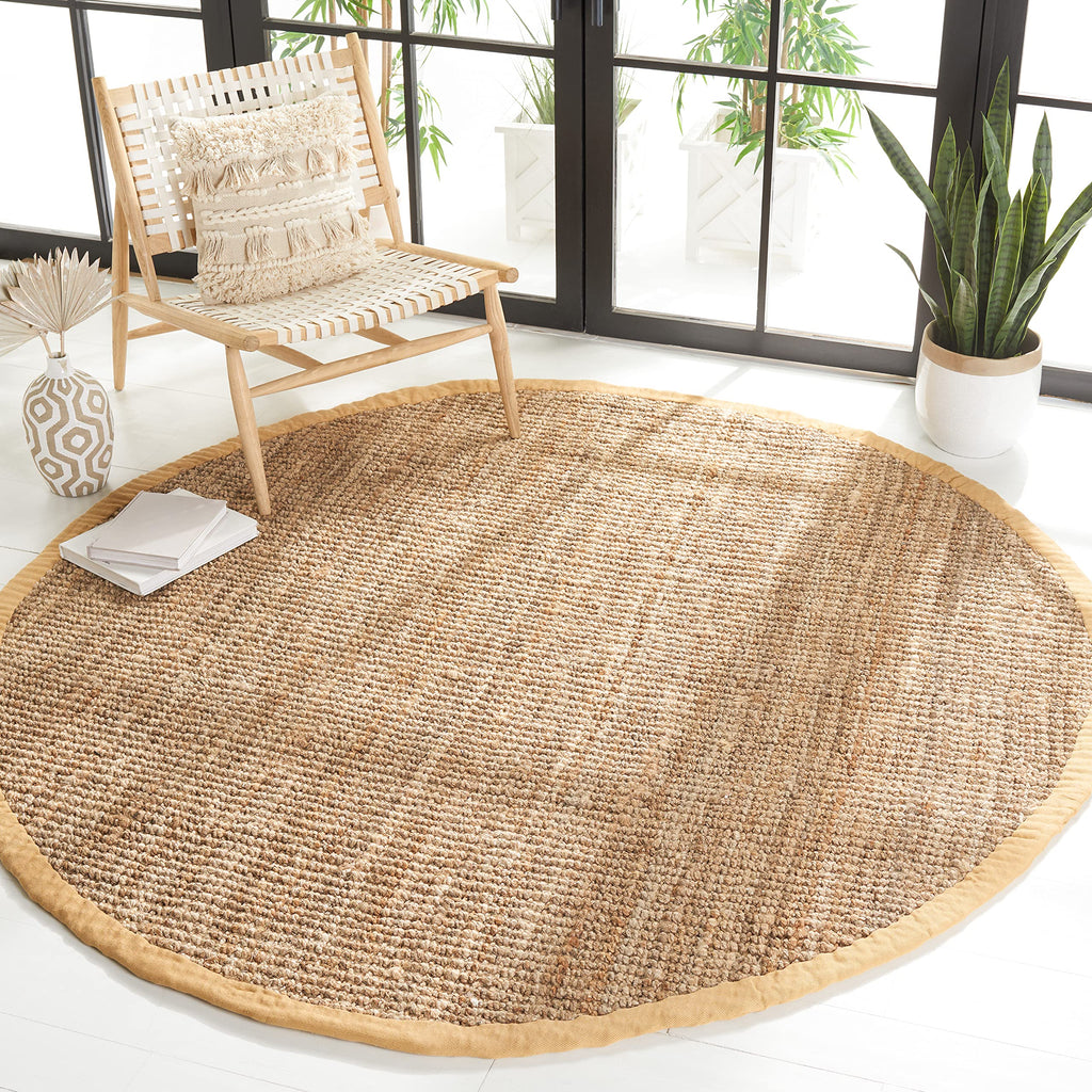 SAFAVIEH Natural Fiber Collection Area Rug - 9' Round, Natural, Handmade Farmhouse Jute, Ideal for High Traffic Areas in Living 