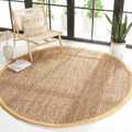 SAFAVIEH Natural Fiber Collection Area Rug - 5' Round, Natural, Handmade Farmhouse Jute, Ideal for High Traffic Areas in Living 