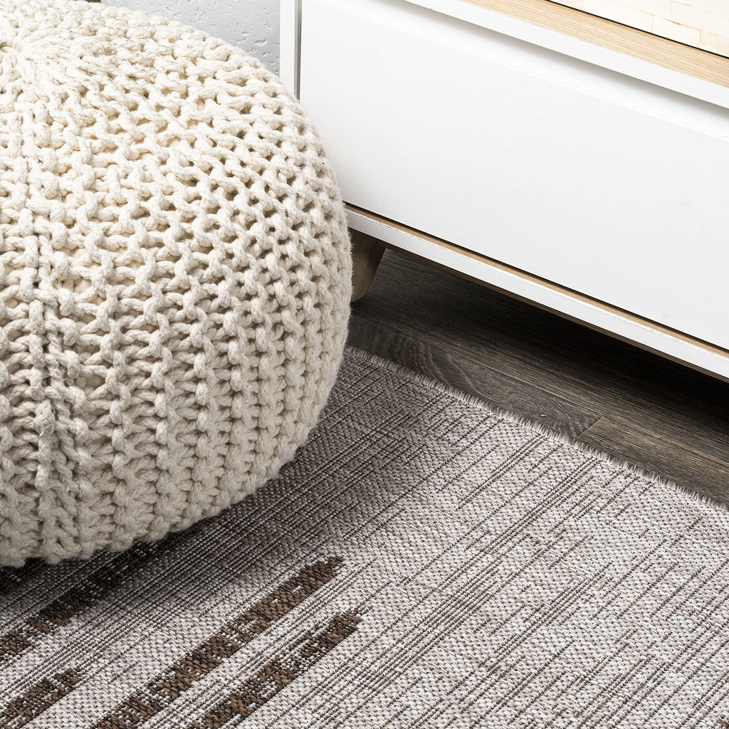 Jonathan Y Smb124A-28 Zolak Berber Stripe Geometric Indoor Outdoor Area-Rug Bohemian Contemporary Easy-Cleaning Bedroom Kitchen Backyard Patio Non Shedding, 2 X 8, Beige/Brown