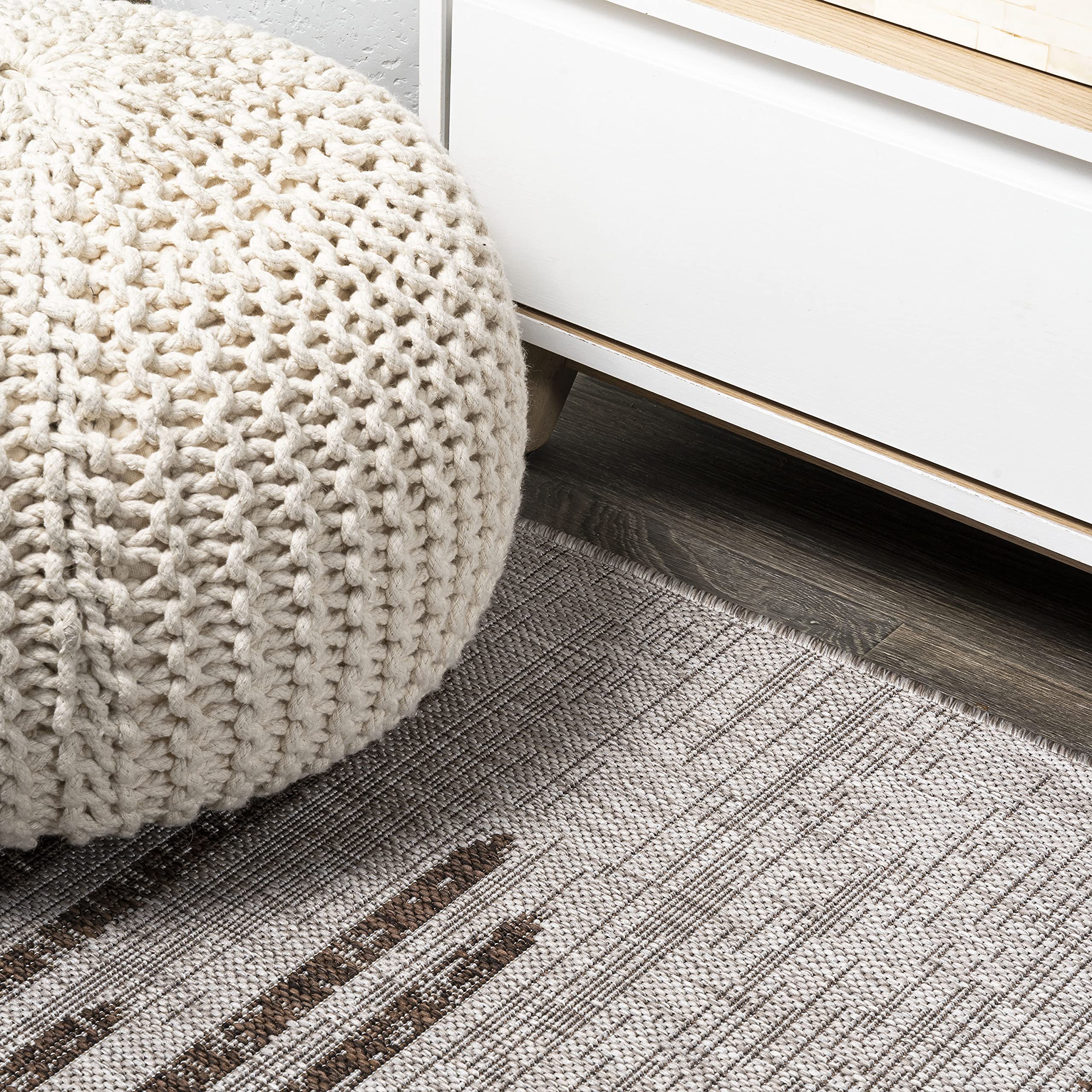 Jonathan Y Smb124A-28 Zolak Berber Stripe Geometric Indoor Outdoor Area-Rug Bohemian Contemporary Easy-Cleaning Bedroom Kitchen Backyard Patio Non Shedding, 2 X 8, Beige/Brown