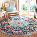 SAFAVIEH Madison Collection 9 Round Black / Teal MAD447Z Boho Chic Medallion Distressed Non-Shedding Dining Room Entryway Foyer