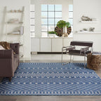 Nourison Positano Indoor/Outdoor Navy Blue 8' X 10' Area Rug, Easy Cleaning, Non Shedding, Bed Room, Living Room, Dining Room, Backyard, Deck, Patio (8X10)