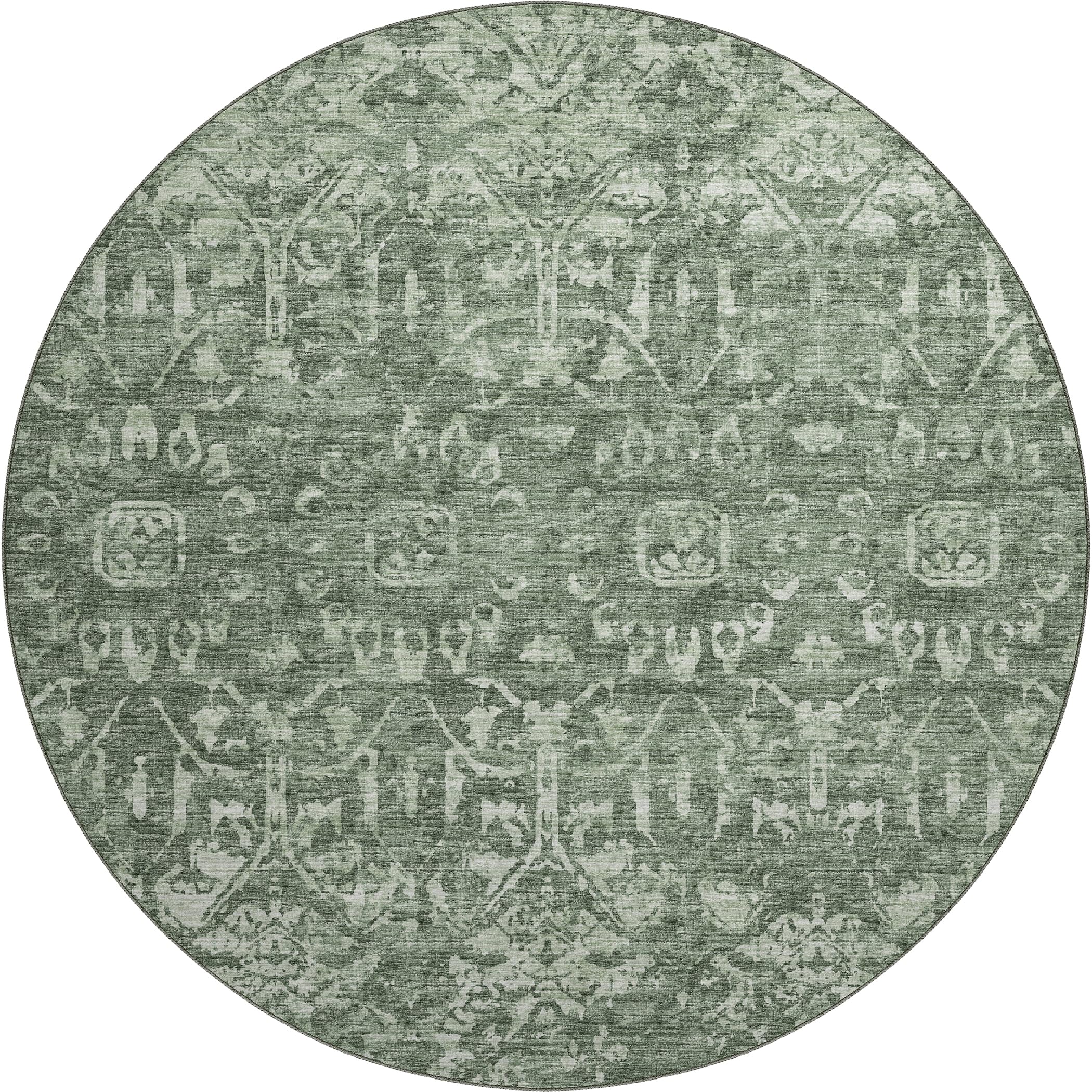 Aberdeen Ab1 Green 8' X 8' Round Rug
