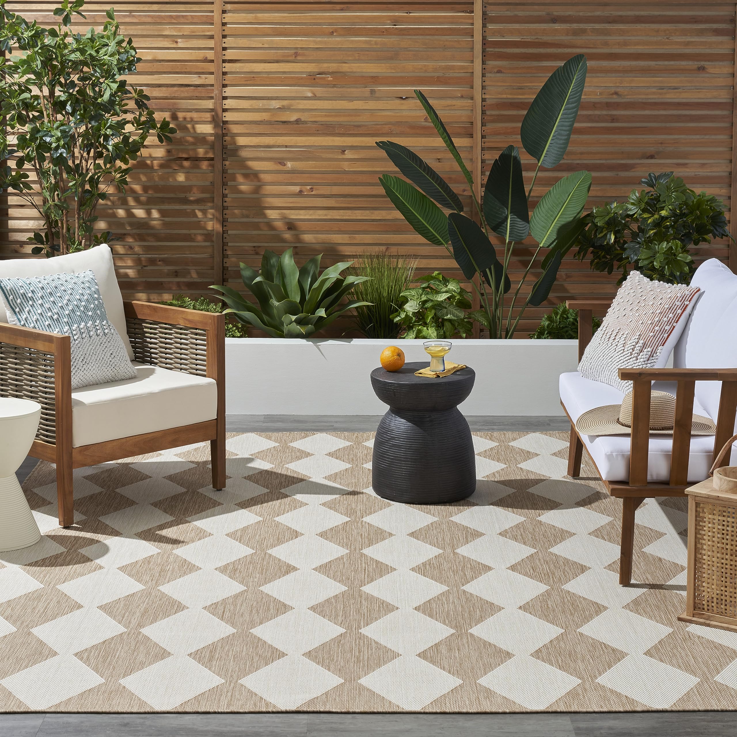 Nourison Positano Indoor/Outdoor Jute 5' X 7' Area Rug, Easy Cleaning, Non Shedding, Bed Room, Living Room, Dining Room, Backyard, Deck, Patio (5X7)