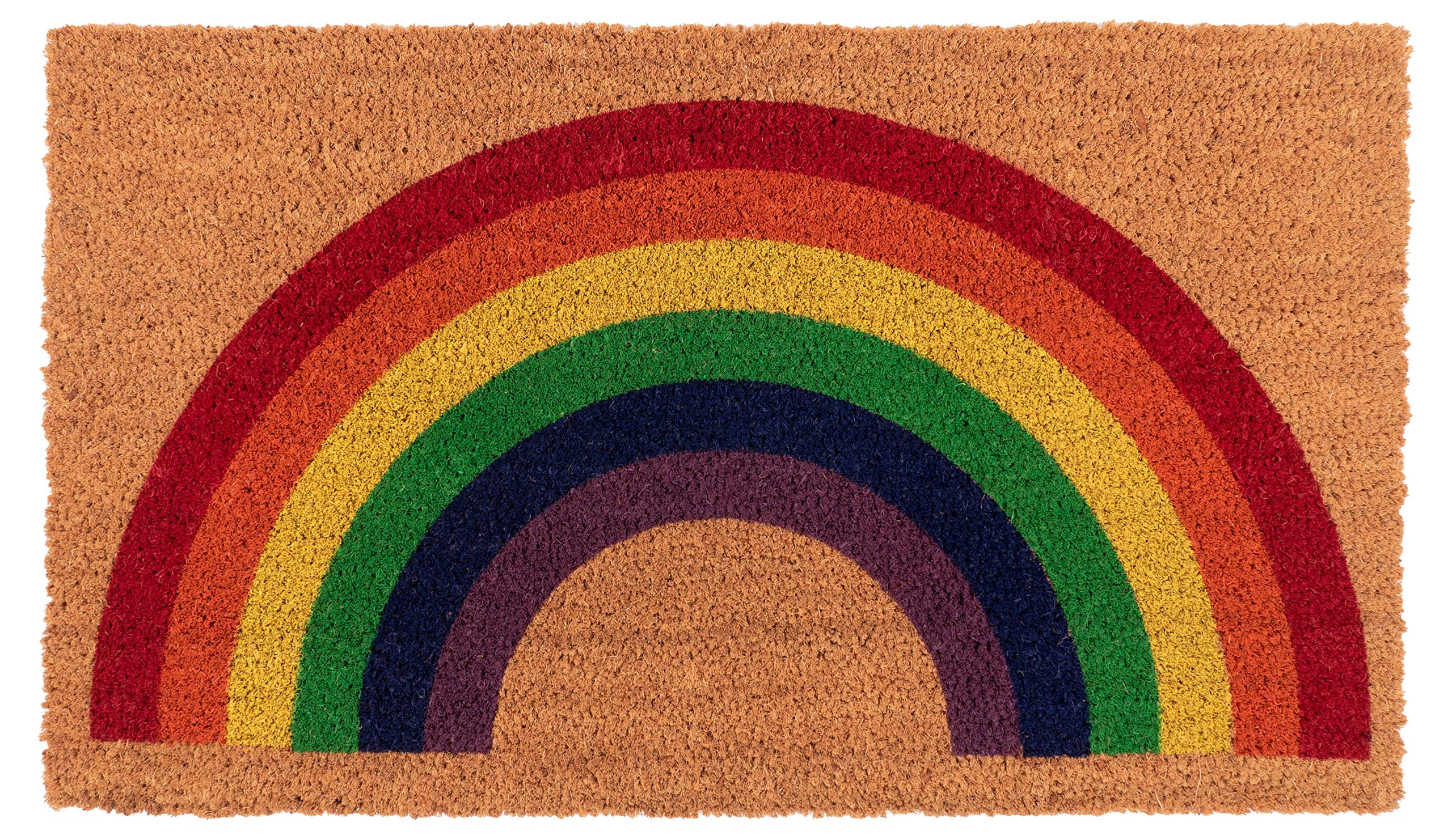 KAF Home New Coir Doormat, Heavy-duty, Weather Resistant, Non-Slip PVC Backing, Indoor and Outdoor Use, Rainbow