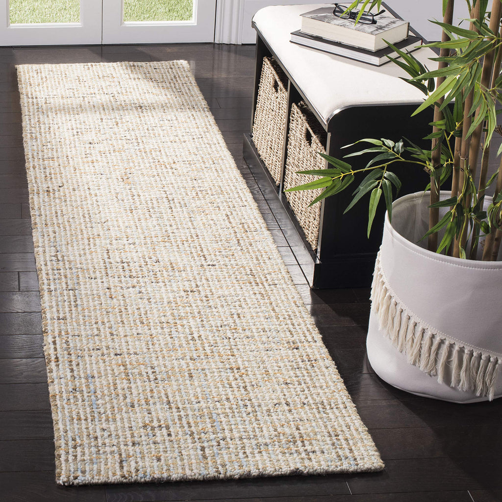 SAFAVIEH Abstract Collection Runner Rug - 2'3'' x 12', Gold & Blue, Handmade Wool, Ideal for High Traffic Areas in Living Room, 