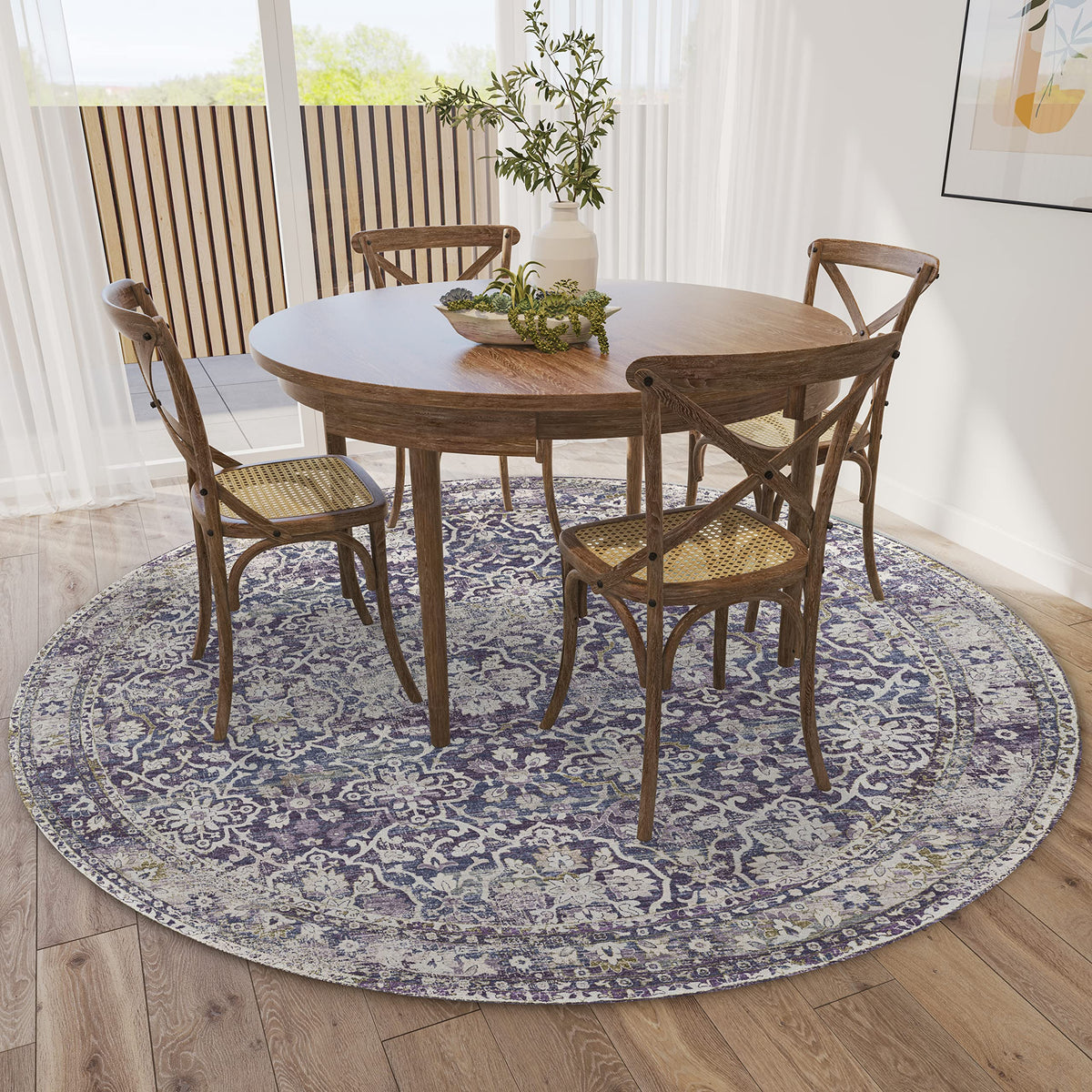 Dalyn Rugs Jericho Jc3 Violet 4' X 4' Rectangle Soft Round Rug, Easy Clean, Non Shedding, Bedroom, Entry, Living Room, Dining Room, Kitchen Rug