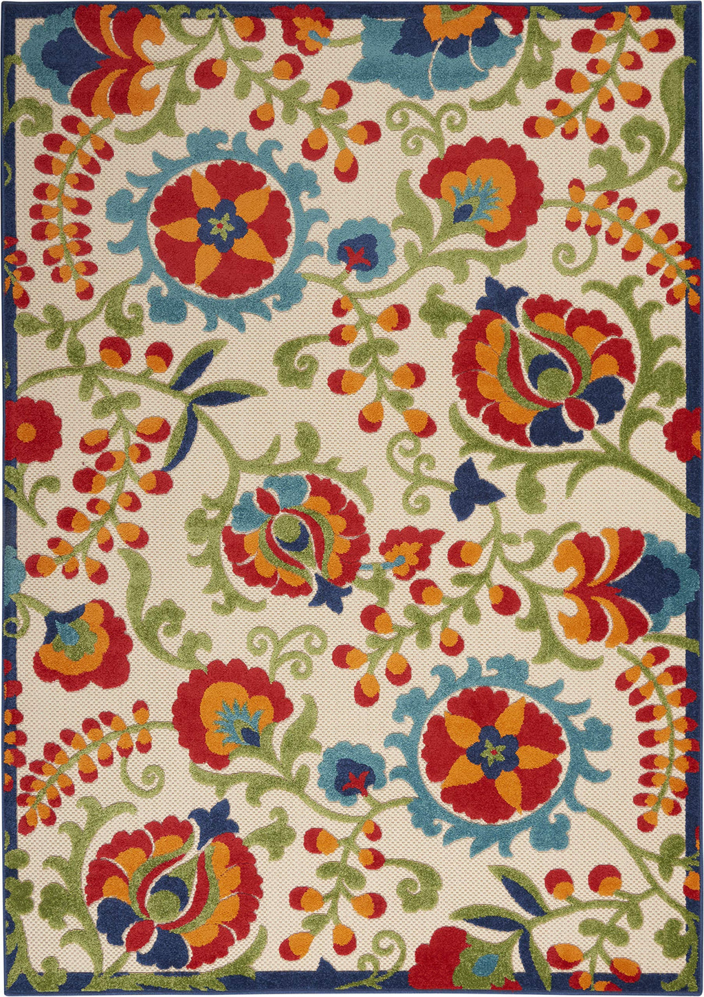 Nourison Aloha Indoor/Outdoor Multicolor 6' X 9' Area Rug, Easy Cleaning, Non Shedding, Bed Room, Living Room, Dining Room, Backyard, Deck, Patio (6X9)
